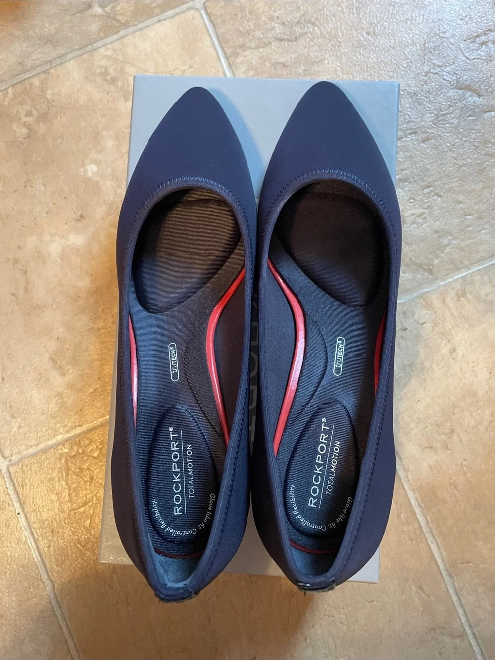 Rockport Women's Black Pointed Heels with Red Trim
